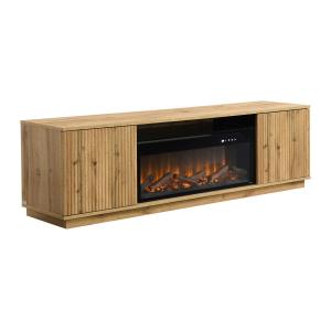 Mueble TV 2 puertas de MDF con efecto chimenea LED - Natura…