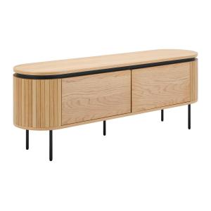 Mueble TV con 2 puertas chapado en roble y metal - Natural…