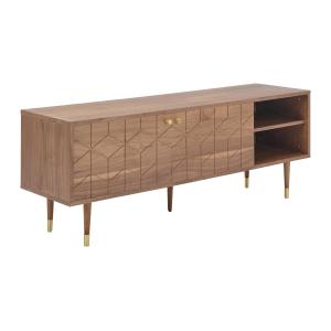 Mueble TV con 2 puertas y 2 estantes chapados en nogal - Na…