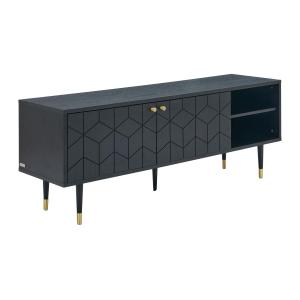 Mueble TV con 2 puertas y 2 estantes chapado en roble - Neg…