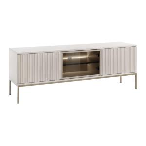 Mueble de TV 3 puertas con LEDs en MDF y vidrio ahumado - B…