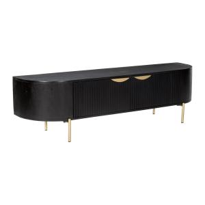 Mueble de TV con 2 puertas de madera de mango y metal dorad…