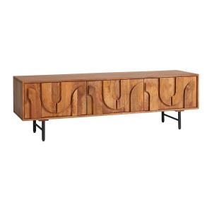 Mueble de TV con 3 puertas de madera de mango y metal negro…