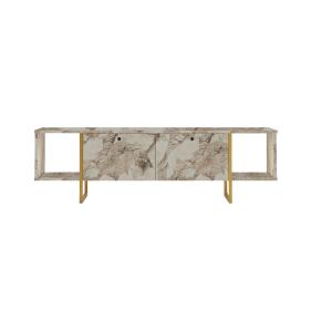 Mueble de TV 2 puertas y 2 estantes - Efecto mármol blanco…