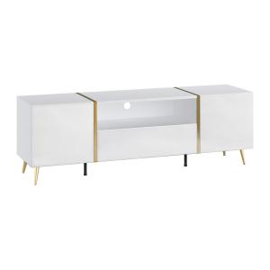 Mueble TV con 2 puertas 1 cajón y 1 estante - Blanco brilla…