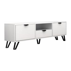 Mueble de TV con 2 puertas 1 cajón y 1 estante - blanco y n…
