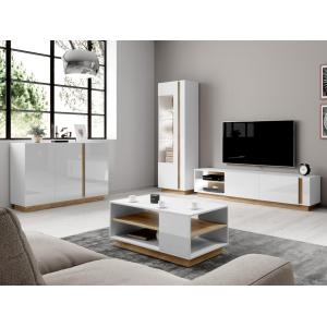 Mueble TV MURARI - 2 puertas y 2 estantes - Con LEDs - Blan…