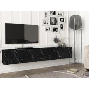 Mueble TV suspendido con 3 puertas - Efecto mármol negro -…