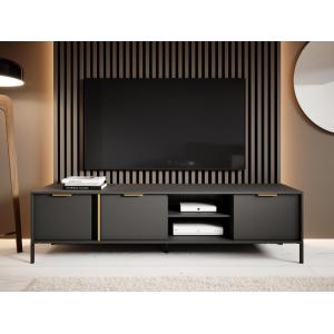 Mueble TV con 3 puertas y 2 estantes - Antracita y dorado -…