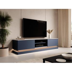Mueble TV 2 cajones y 2 estantes con LEDs - MDF - Azul y ef…