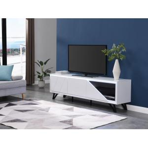 Mueble TV 3 puertas con LEDs de MDF - Blanco lacado - SALIA…