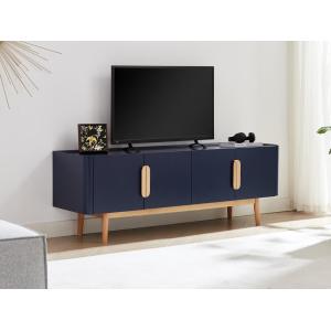 Mueble de TV con 4 puertas de MDF y madera de hevea - Azul…