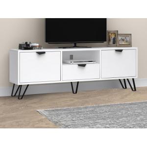 Mueble de TV con 2 puertas 1 cajón y 1 estante - blanco y n…