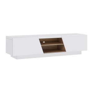 Mueble TV 2 puertas y 2 estantes con LEDs en MDF - Blanco -…