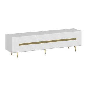 Mueble TV con 3 puertas - Blanco y dorado - MOLYA de Pascal…