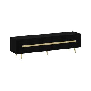 Mueble TV con 3 puertas - Negro y dorado - MOLYA de Pascal…