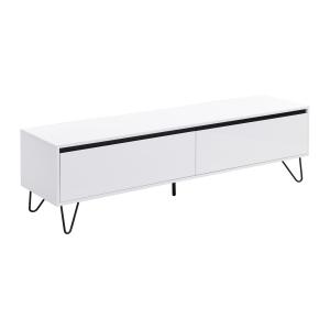 Mueble TV con 2 puertas de MDF y acero - Blanco y negro - A…