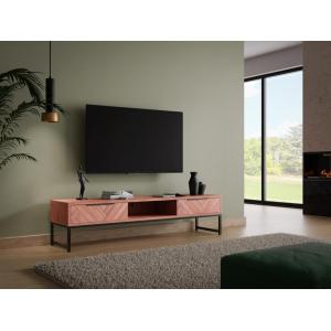 Mueble para tv estrecho de acero y piel, réalto negro Am.Pm
