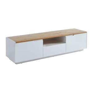 Mueble TV AMANI - 2 puertas y 1 cajón - MDF lacado blanco -…