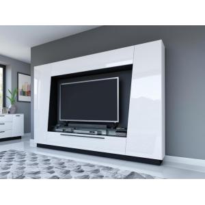 Mueble TV CHACE con compartimentos - LEDs - MDF lacado blan…