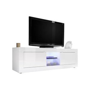 Mueble TV COMETE - LEDs - 2 puertas - Blanco lacado