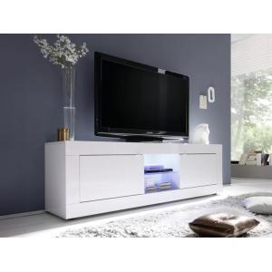 Mueble TV COMETE - LEDs - 2 puertas - Blanco lacado