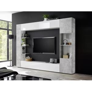 Mueble TV SIRIUS con compartimentos - Color: blanco lacado…