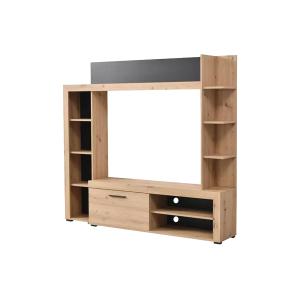 Mueble TV BALTIMORE - Con compartimentos - Color: roble y a…