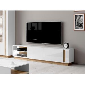 Mueble TV MURARI - 2 puertas y 2 estantes - Con LEDs - Blan…