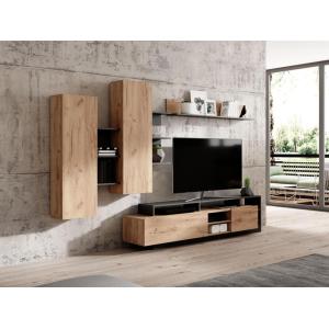 Mueble TV con compartimentos - Color: natural y antracita -…
