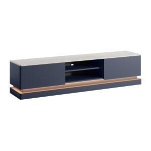 Mueble TV 2 cajones y 2 estantes con LEDs - MDF - Azul y ef…