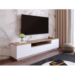 Mueble TV con 3 puertas y 1 estante - blanco y natural - LO…