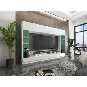 Mueble TV con compartimentos y LED de vidrio templado ahuma…
