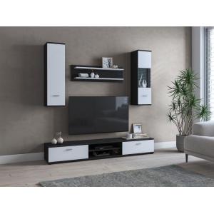 Mueble TV JEREMIAH con compartimentos - Color: Blanco y neg…
