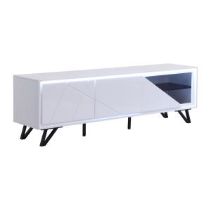 Mueble TV 3 puertas con LEDs de MDF - Blanco lacado - SALIA…