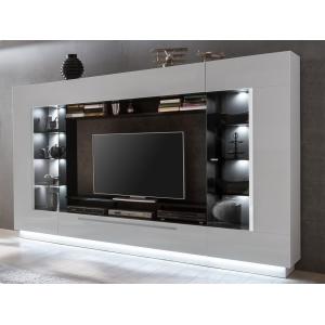 Mueble TV BLAKE con compartimentos - LEDs - Blanco lacado -…