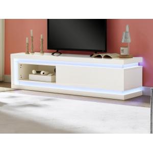 Mueble de TV 1 cajón y 1 estante con LEDs en MDF - Blanco l…