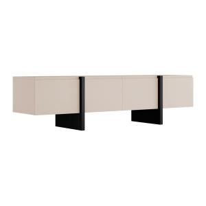 Mueble TV con 4 puertas de MDF - Beige y Negro - LUVONIA