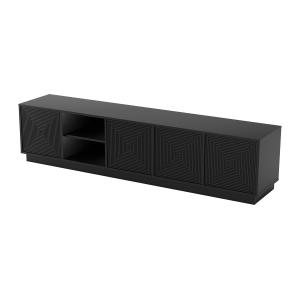 Mueble TV flotante con 4 puertas y 2 estantes de MDF - Negr…