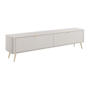 Mueble TV con 2 puertas de MDF - Beige y dorado - ELONARIA…