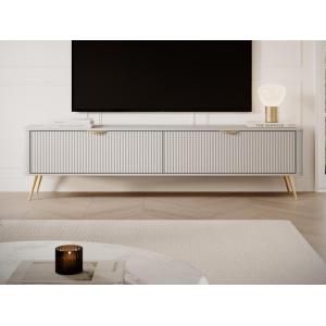 Mueble TV con 2 puertas de MDF - Beige y dorado - ELONARIA…