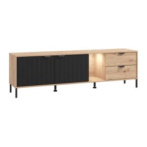 Mueble de TV 2 puertas 2 cajones y 1 estante con LEDs - Nat…