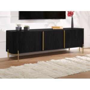 Mueble TV con 3 puertas en madera de mango y metal - Negro…