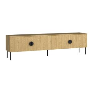 Mueble de TV con 4 puertas - Natural y negro - NATANIEL