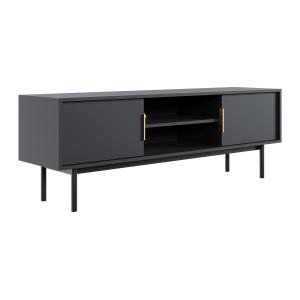 Mueble de TV con 2 puertas y 2 estantes - Negro - DABRIANA