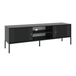 Mueble TV con 2 puertas y 2 estantes de MDF - Negro - DEMAS…