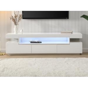 Mueble TV con 1 estante 3 cajones y LEDs - MDF - blanco - O…