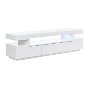 Mueble TV con 1 estante 3 cajones y LEDs - MDF - blanco - O…