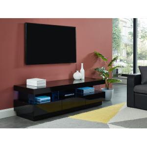 Mueble TV FABIO - MDF lacado negro - LEDS - 3 cajones & 3 h…