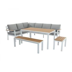 Conjunto de jardín de aluminio y poliwood: 1 sofá esquinero…